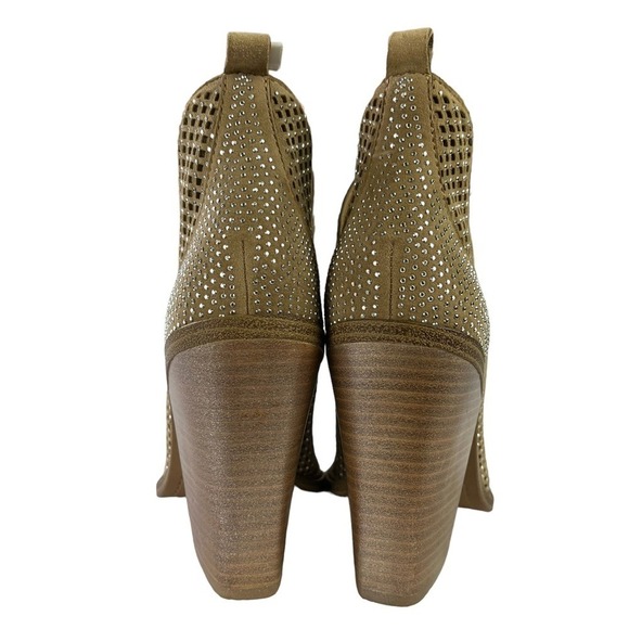 Vince Camuto Kiminni Bootie Womens 8 Open Toe Sparkle Tan Perforated Leather - Picture 9 of 12